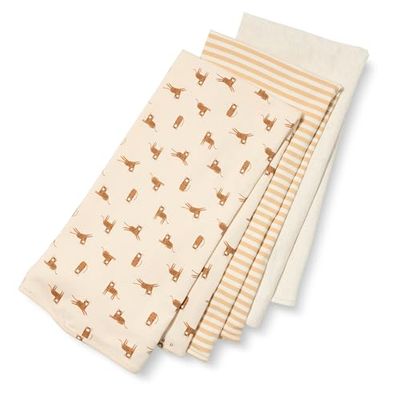 Amazon Essentials Couvertures d’Emmaillotage Mixte Bébé, Lot de 3, Avoine Chiné/Rayures/Tigre, Taille unique