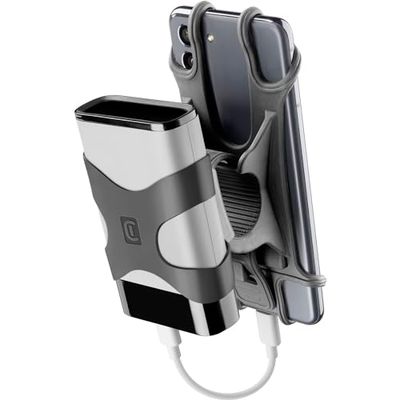 cellularline | RIDER POWER BANK | Supporto porta telefono cellulare per manubrio di bici e monopattini con fascetta porta powerbank integrata - Nero