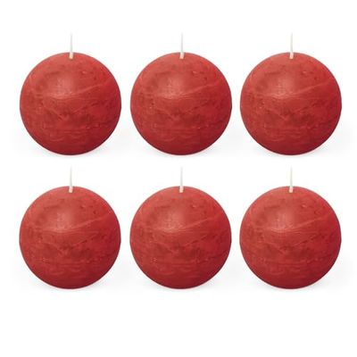 SPAAS Rustieke geurloze bolkaars 80 mm, ± 24 uur - rood