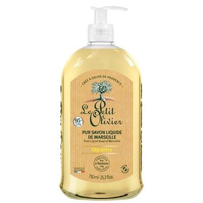 LE PETIT OLIVIER - Lot De 6 - Pur Savon Liquide De Marseille - Glycérine - Nettoie La Peau En Douceur - Parfum De La Région De Grasse - 95% D'Origine Naturelle - Fabriqué En France - 750ml