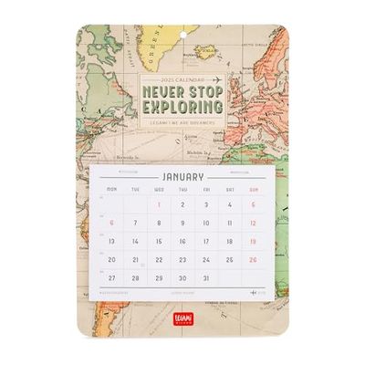 Legami - Wandkalender 13 maanden, van januari 2025 tot januari 2026, kalender met vaste standaard en 13 afneembare vellen, in het Engels, 15 x 23 cm