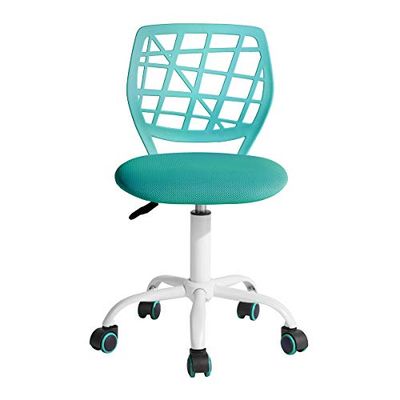 FurnitureR 1 Ensemble Chaise de Bureau réglable en Hauteur, Chaise pivotante avec Grand Design de Dossier en Grille, Bureau sans accoudoirs Chaise de Bureau, Turquoise