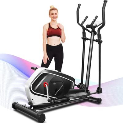 Profun Bicicleta Elíptica 16 Niveles Resistencia Control Electrónico, Elíptica con 16 Libras Volante Inercia, Medición de Pulso,Conexión con App,Monitor LCD