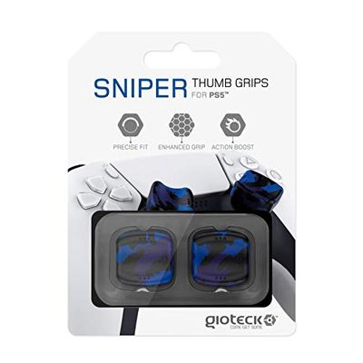 Gioteck - Thumb grip voor PS5 Joystick, Thumb Stick in Silicone, Antislip, Bescherming voor controller, voor PS5 Camo Blauw