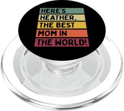 Aquí está Heather La mejor mamá del mundo Día de la Madre Retro PopSockets PopGrip para MagSafe