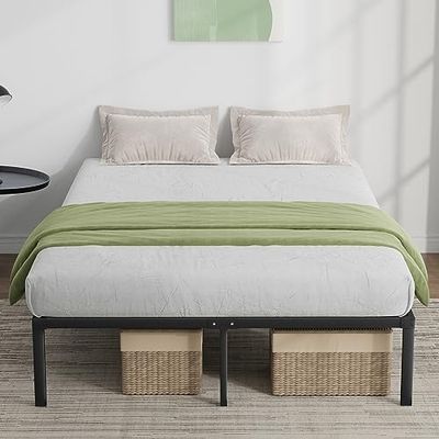 Novilla 30,5 cm metalen bedframe, platformbedframe, stalen lattenondersteuning, matrasbasis, eenvoudige montage, stil ontwerp, opbergruimte onder bed 160 x 200 cm, zwart