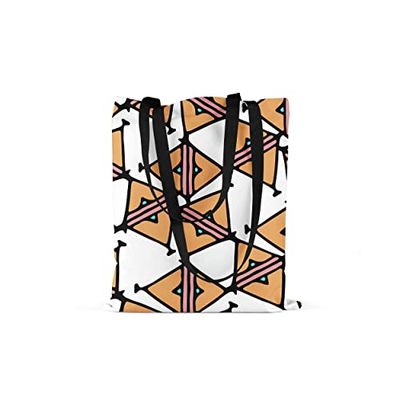 Bonamaison Printed Tote Bag, Reusable Grocery Bag, Shopping Bag, Machine Washable, Foldable, Canvas Cloth Bag with Black Handles, Size: 48x55 Cm