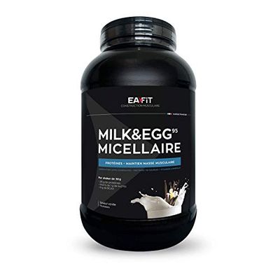 EAFIT Milk Egg 95 Micellaire 2,2kg - Vanille - Proteine de Caseine - Protéine musculation - Maintien masse musculaire - Assimilation lente - Marque Française - Anti-dopage - 73 portions
