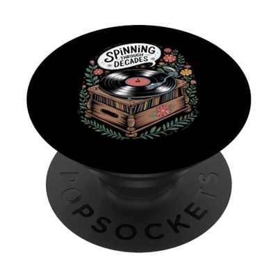 Diseño de vinilo giratorio a través de décadas PopSockets PopGrip Adhesivo