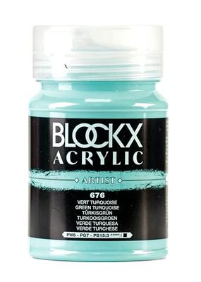 Blockx 65676BXC - Acrílico fino opaco y satinado, color verde turquesa PW 6/PG 7/PB 15:3 - Bote de 500 ml
