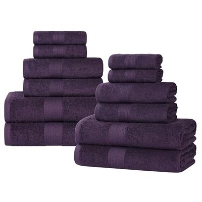 Superior Set di asciugamani in cotone ecologico, 12 pezzi, per casa, dormitorio, appartamento, assorbenti, ad asciugatura rapida, morbidi, include 4 asciugamani da bagno, 4 mani, 4 asciugamani da