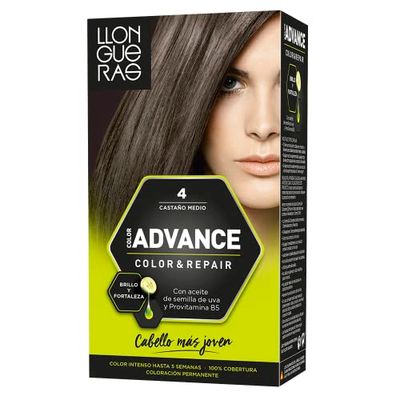 Llongueras Tintura per Capelli, Color Advance Hair Colour, 200 gr, 4-Medium Brown