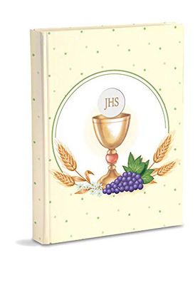 Album Photo de première Communion 23 x 30 cm, 56 Pages Blanches et 4 Pages de Journal Personnalisables en Carton épais et résistant, entrecoupées de Pergamino, Pois Verts