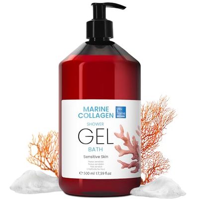 Gel Doccia con COLLAGENE Tutto in 1: Gel Idratante Doccia, Sapone per Mani, Gel Bagno Corpo - Gel per Pelle Atopica, Pelle Sensibile e Pelle Secca - 500 ml