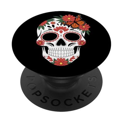 Monarch Papillon Crâne Cinco De Mayo Halloween Homme Femme PopSockets PopGrip Adhésif