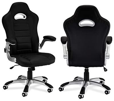Ibbe Design Ergonomiczne Krzesło Biurowe Obrotowe Komputerowe Krzesło Gamingowe Speedy 3 Regulacja wysokości siedziska, Czarny, Sztuczna skóra, Funkcja przechylania, 62x62x116-128 cm