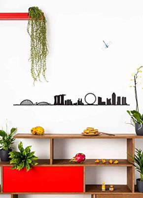 The Line - Singapore - Silhouette decorativo da parete - Skyline - 125 cm - nero