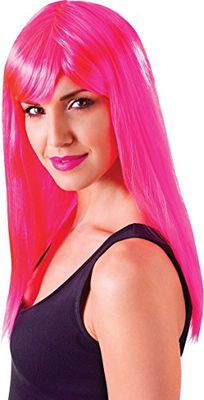 Bristol Novelty BW876 Passion lange pruik, neon-roze