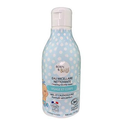 BORN TO BIO Eau Micellaire Nettoyante Bio Certifié Ecocert pour Bébé, 300 ml