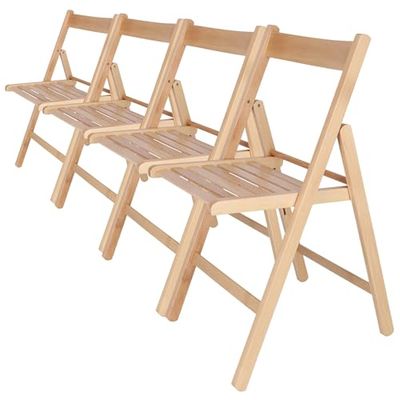 WELL HOME FURNITURE & DECORATION - Pack de 4 chaises BAS en bois de hêtre, finition vernis