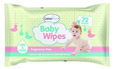 Cotton Tree Essential Baby Wipes, 72Pk