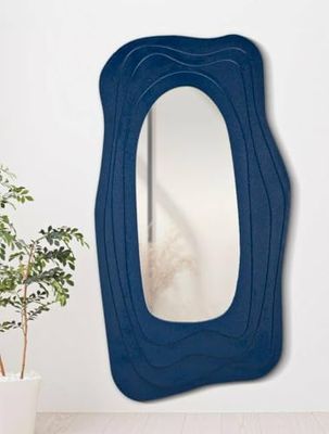 Dmora - Miroir Tiete, Verre miroité, Objet d'ameublement Mural, Décoration avec Miroir, 90x4 h165 cm, Bleu