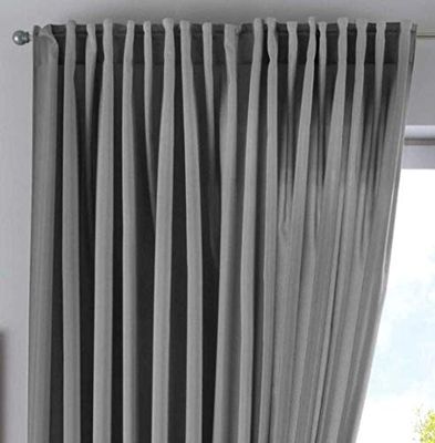 Gardinenbox Cationic « JENA » Rideau Opaque Aspect Lin chiné avec embrasses, Polyester, Gris, HxB 250x300 cm