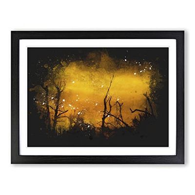 Oklahoma Sunset Paint Splash Modern Art Framed Wall Art Print, Ready to Hang Picture for Living Room Bedroom Home Office Décor, Black A2 (64 x 46 cm)