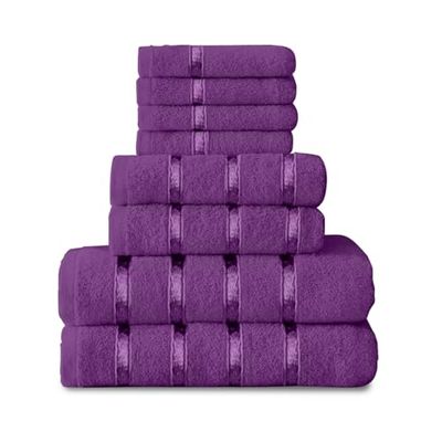 GC GAVENO CAVAILIA Towels Linen Asciugamano, Cotone, Aubergine, 8Pc Bale Set, 8 unità