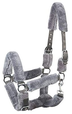PFIFF 102583 Licol 'Cozy' avec fausse fourrure Gris Poney