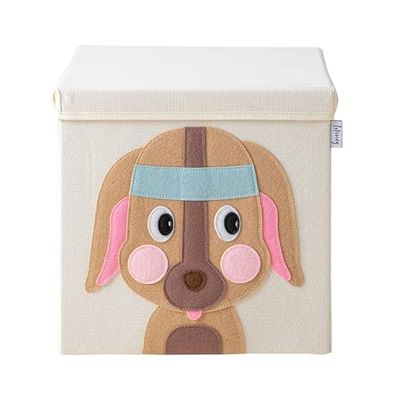 LIFENEY Boîte de rangement avec couvercle et chien - Boîte à jouets avec motif animal - Convient aux étagères cubes - Boîte de rangement pour chambre d'enfant - Panier de rangement pour enfants