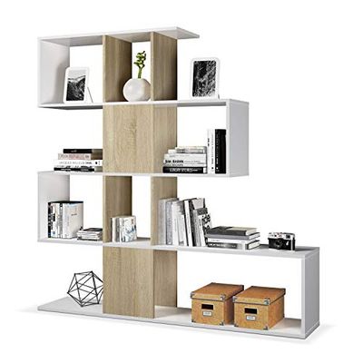 13Casa Kafka S02 Bookcase, Rovere/White, 145 x 29 x 145
