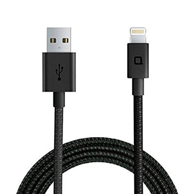 NONDA - ZUS Lightning/USB pour iPhones, iPads, Airpods | Certification Apple MFi | Fibre de Nylon | Câble de Synchronisation | Sans Enchevêtrement | Longue Durée de Vie | Chargeur Rapide - Noir / 1.2m