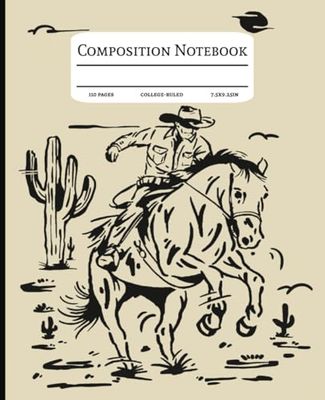 Composition Notebook College Ruled: Vintage Western Horse Aesthetic Journal for School, College, Office & Work