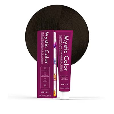 Mystic Color - Coloración Permanente en Crema con Aceite de Argán y Caléndula - Tinte de Larga Duración, Tinte Pelo Mujer - Color Marrón Muy Oscuro Intenso 2.0-100ml