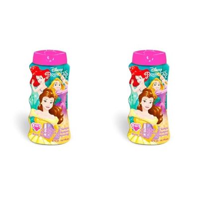 Disney Princess Children Hair and Body Wash 2 in 1 Bubble Bath and Shampoo, Suitable for All Hair Types and Dry, Sensitive Skin and Scalp, 475 ml (Pack of 2)