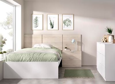 DEKIT GRUPO RIMOBEL Lit gigogne, Mélamine, Blanc/Naturel, 96 x 157 x 34,2