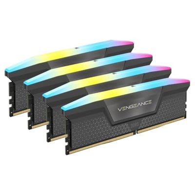 CORSAIR VENGEANCE RGB DDR5 64GB (4x16GB) DDR5 5600MHz CL36 AMD EXPO Intel XMP iCUE Memoria Compatibile per Computer - Grigio (CMH64GX5M4B5600Z36)