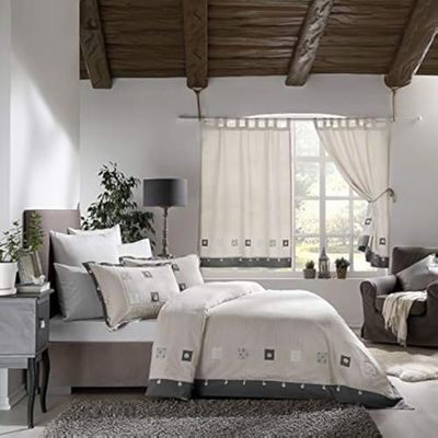 Hisar Home Stanley Hamilton Hisar stuga kollektion sängöverkast/sängkläder set, komfort, överdrag full storlek säng set med örngott (enkel/dubbel/kung och super king) Double Grey/Linen