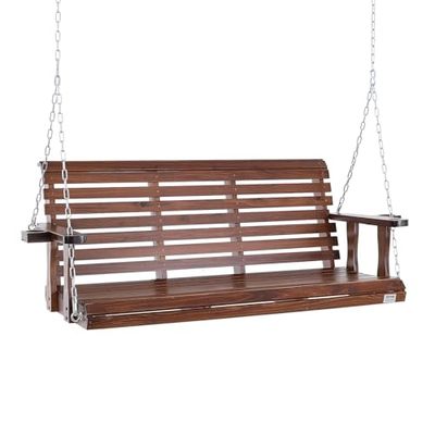 VEVOR Patio Courtyard & Garden, Upgraded 880 lbs Strong Load Capacity, Heavy Duty Swing Chair Bench with Hanging Chains for Outdoors, Brown, Cedar Wood, Steel, 1702x710x600 mm