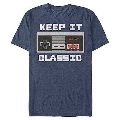 Nintendo Men's Keep It Classic T-Shirt, Navy Heather, XXXXXL