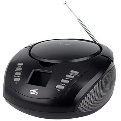 ByronStatics Portable Boombox CD Player with Bluetooth, DAB/CD/FM Boombox, Color Display, 1W RMS x 2 Speaker, 3.5mm AUX in Jack