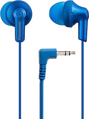 Panasonic ErgoFit RP-HJE120-AA - Auricolari in-ear cablati, con suono dinamico e chiarissimo e cuscinetti ergonomici su misura (S/M/L), jack da 3,5 mm, per telefoni e portatili (blu metallizzato)