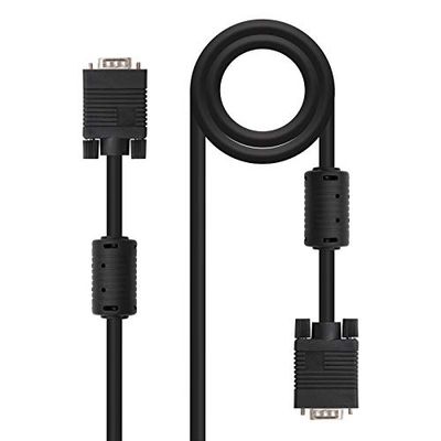 NANOCABLE 10.15.0102 Cabo SVGA com ferrite para monitor, projetor e PC, HDB15/M-HDB15/M, 1,8 m, preto