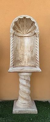 Nicchia o cupola romana grande completa di colonna modello Torciglione realizzata in cemento per arredo esterno (marrone)