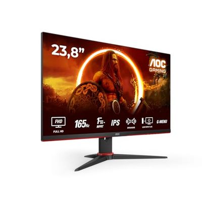AOC Gaming 24G2SPAE - Monitor FHD de 24 Pulgadas, Plano, 165 Hz, MPRT de 1 ms, FreeSync, Compatible con G-Sync, Altavoz (1920 x 1080, VGA, HDMI, DisplayPort, IPS), Color Negro y Rojo