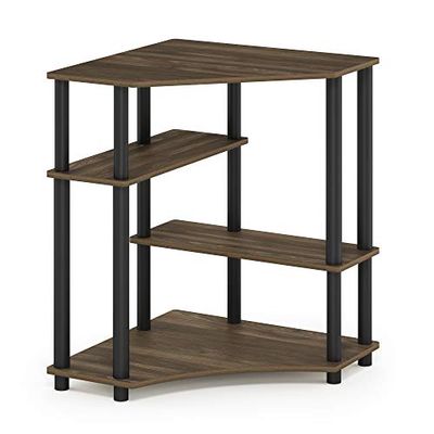 Furinno Turn-N-Tube ruimtebesparend hoekbureau met planken, Columbia walnoot/zwart