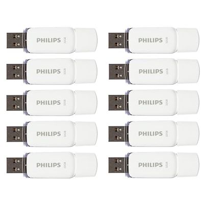 Philips Snow Edition 2.0 - Unidad Flash USB de 10 x 32 GB para PC, Ordenador portátil, Almacenamiento de Datos, Velocidad de Lectura de hasta 23 MB/s