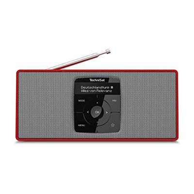 TechniSat DIGITRADIO 2 S - Radio stéréo Portable Dab avec Batterie (Dab+, FM, Streaming Audio Bluetooth, écran OLED, Prise Casque, stéréo 2 W RMS) Rouge/Argent