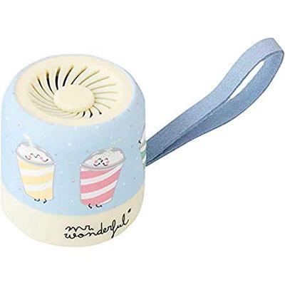 Mini draadloze Bluetooth luidspreker met Smoothie ontwerp merk Mr. Wonderful met 3-4 uur gebruiksduur. Kleur Geel en Licht Blauw